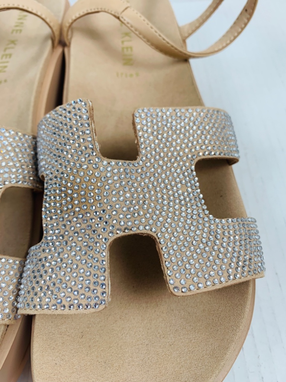 Anne Klein Virginia Rhinestone Platform Wedge Sandals Tan Beige 11M AKVIRGINIA - Picture 5 of 15
